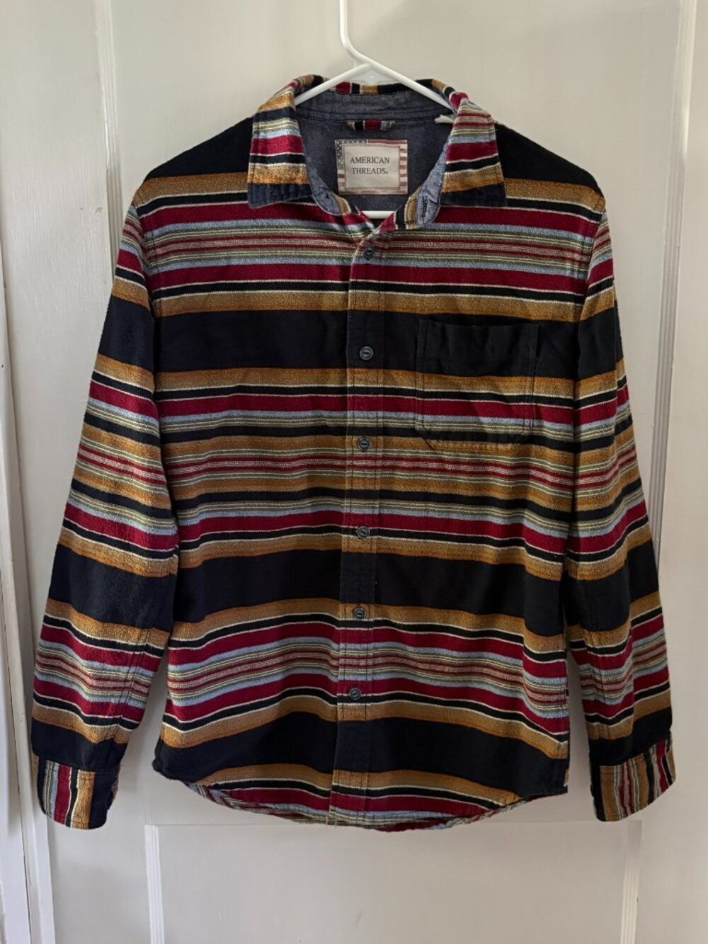 Multi-Color Striped Flannel Button Down